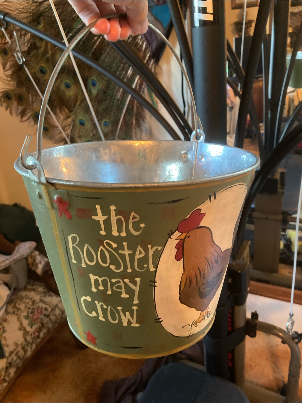 Hand painted farmhouse chicken bucket
